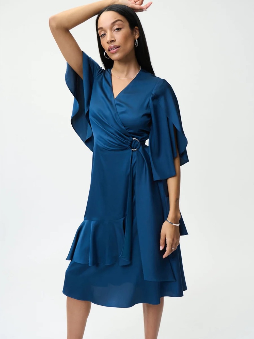 Joseph Ribkoff wrap dress in deep teal/navy Style number 224365